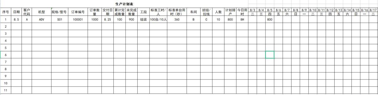 生产计划任务单模板，生产计划任务单模板怎么写！